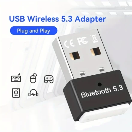 USB Wireless 5.3 Adapter For PC, USB Wireless Dongle Receiver For Laptop/Headset/Keyboard/Mouse Speakers, For Windows 11/10/8.1 Plug And Play, Automatic Backward Compatibility With 3.0/4.0/5.0/5.1 Devices