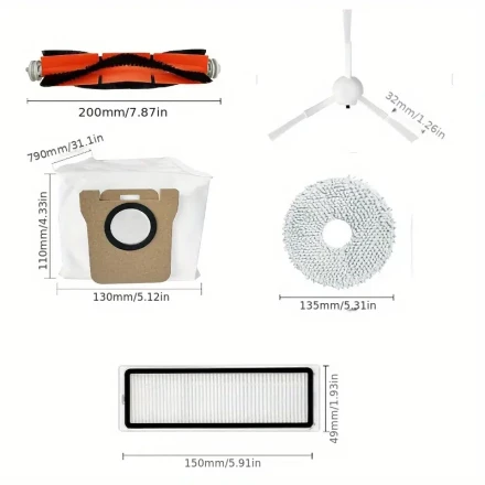 Xiaomi Robot Vacuum X10+ X10 Plus Accessories Kit - Includes 2 Main Brushes, 2 Side Brushes, 2 HEPA Filters, 2 Dust Bags, 2 Mop Rags, Stand - Uncharged, No Battery - Compatible with B101GL Models