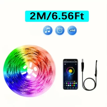 App-Controlled 5050 RGB LED Strip Lights for Bedroom, Living Room Decor - USB Powered, Perfect for Christmas & Birthday Parties, Strip Lights