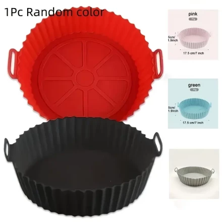 Air Fryer Silicone Pot, Air Fryer Silicone Liners Round Food Safe Non Stick Air Fryer Basket Accessories, Reusable Replacement Of Flammable Parchment Liner Paper