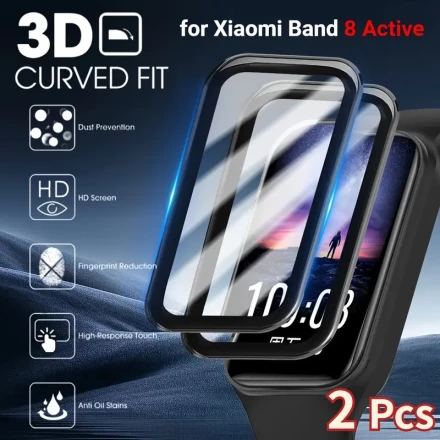 2pcs Watch Screen Protectors For Xiaomi Band 8 Active, Transparent Soft Film, Full Cover, HD Screen Protector