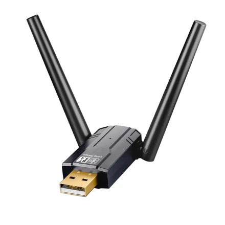 USB Wireless 5.4 Network Adapter with Dual Antennas, 150m Range, Supports 7 Devices Simultaneously, Compatible with 5.3/5.1/5.0/4.0/3.0, for Audio/Headphones/Keyboard/Mouse/Gaming Controllers/PC, with Application Control, No Battery Required