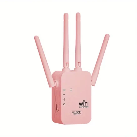 1pc Momotor WiFi Extender, 1200Mbps High-Speed Dual-Band 2.4GHz & 5GHz, Multi-Device Support, 4-Mode One-Key Switch, Built-in Ethernet Port, 220-240V AC Power, EU Plug