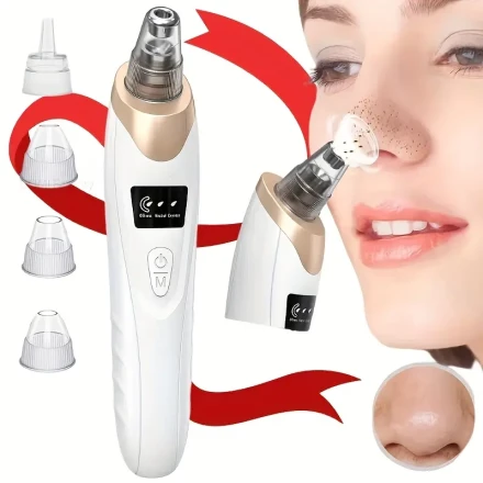 Facial Pore Cleaner, Electric Pore Cleaner, 3 Adjustable Suction Powers and 5 Probes, Blackhead and Acne Cleaner, Blackhead Vacuum Cleaner, Deep Pore Cleaning, Suitable for Men and Women, Holiday Gift