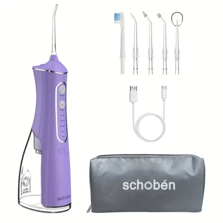 Portable Water Flosser with 5 Interchangeable Nozzles, USB Rechargeable, 1500 Mah Lithium Battery, Suitable for Home And Travel