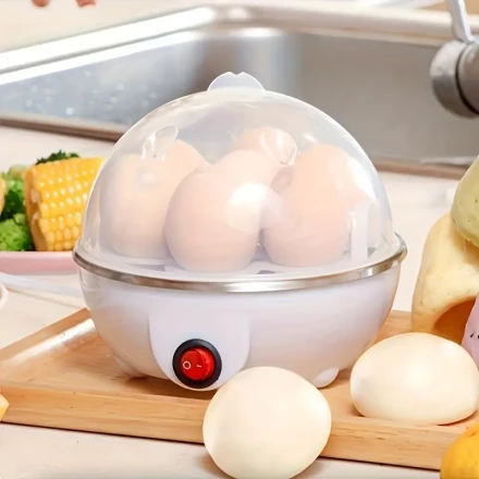 1pc Multifunctional Egg Cooker, 220-240V European Standard Plug, Non-Rechargeable Kitchen Appliance for Boiled & Steamed Eggs, Corn, Buns - Safe Stainless Steel Tray, Breakfast Maker