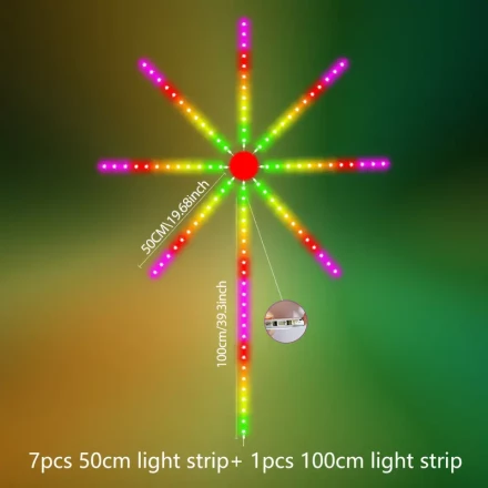 KESHU Smart devices>smart light strips LED Colorful Fireworks Light, Christmas Decorative Light, Music Rhythm Synchronization, Multi functional Mode Application Control, 2.4G Remote Control for 360° Control, Built in Microphone, USB Plug in, Used for Part