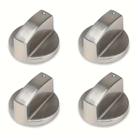 4-Pack Stainless Steel Gas Stove Knobs, Universal 6mm Cooktop Control Switch Knobs for Kitchen Model, Oven Cooking Surface Rotary Switches Replacement