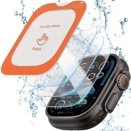 3pcs Waterproof Tempered Glass Screen Protector for Apple Watch Ultra 2, 49mm - Auto- Installation, Full Film Coverage for iWatch Ultra 49mm