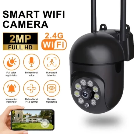 1 355 ° All-Round Security WIF Camera Security Camera, 2MP Wireless High-Definition Wifi IP Camera Home Security System, Motion Detection, Two-Way Audio, Color Night Vision, PTZ, Video Surveillance Camera Not Waterproof