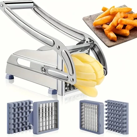 Stainless Steel French Fry Cutter, Safe for Food Contact, Non-Slip Potato Slicer and Vegetable Chopper for BBQ & Outdoor Cooking, Baking, Grill, Barbecue, Kitchen Gadget Set, Ideal Gift for Holidays & Birthdays