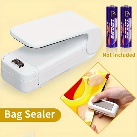 Portable Mini Bag Sealer - Battery-Powered Handheld Vacuum Hot Seal Machine for Food and Snack Storage, ≤36V Plastic Bag Resealer (Batteries Not Included), Seal Machine