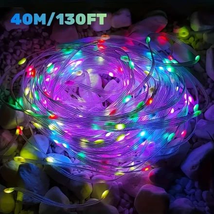 Boluoova Smart Fairy Lights 32.8ft/10m -, USB Powered, RGB Multicolor LED String Lights with Music/Voice Sync for Bedroom, Party, Wedding, DIY, Christmas & Halloween - App & Remote Control Included, Color Change, 10m/20m/40m