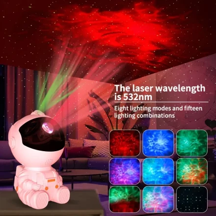 Cosmonaut Galaxy Projector - Starry Night LED Nebula Lamp, Dimmable, Color Changing, Desktop Decoration, Infrared Sensor, Suitable for Various Room Decorations, Plug-in Power Supply, No Battery