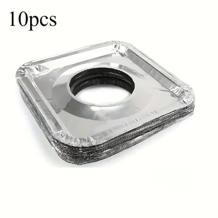 Disposable Aluminum Foil Stove Burner Cover, Universal Fit for Gas & Electric Stoves, Easy Clean Kitchen Accessory, Protects Stove Surface