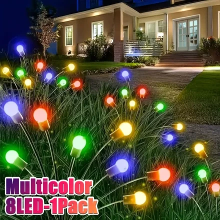 Solar Firefly Garden Lights, 8 Modes Wind-Swaying LED,, Solar Powered with Nickel Battery, Multicolor/Warm White, Ideal for Outdoor Gardens & Holiday Decor