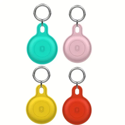 4 Pack Protective Case For Apple Airtag Tracker Adapter, Silicon Material, Portable keychain Pendant, Anti-Scrath Airtag Accessories case For GPS Item Finder Tracker