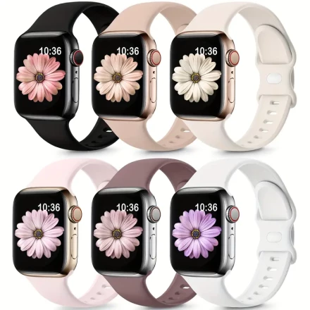 6pcs of Watch Bands for Apple Watch Bands Series10 40mm 38mm 41mm 42mm 44mm 45mm 46mm 49mm, Silicone Waterproof Watch Bands for iWatch Series 9 Ultra 8 7 6 5 4 3 2 1 SE for Men and Women
