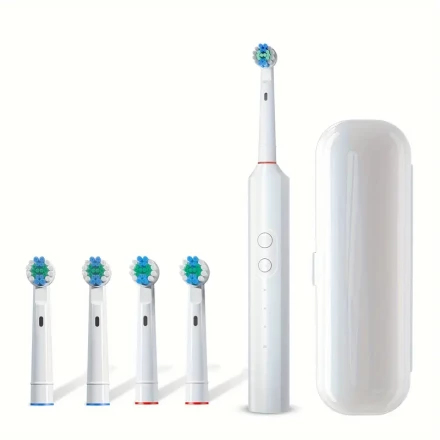 Orinatola Electric Toothbrush, with 4 Brush Heads and Travel Case, 3 Rotation Cleaning Modes, USB Fast Charging,, Couple Toothbrush, Holiday Gift