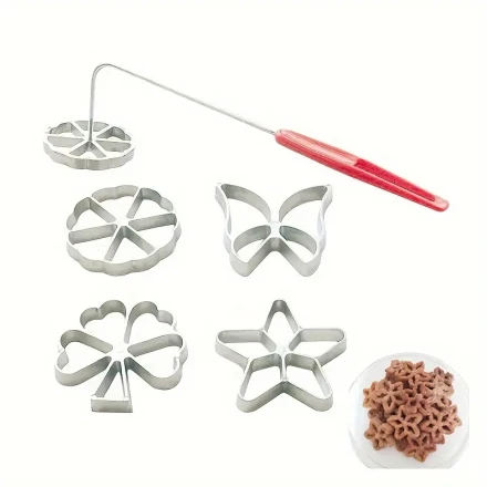 5pcs Flower Shaped Mold Set, Bunuelos Mold With Handle Timbale Molds Achappam Mold, Rosette Set Waffle Molds 4 Design Butterfly Star Tree Wheel With Lifting Toolene Decor, Room Decor, Home Decor, Window Decor, Holiday Party Decor