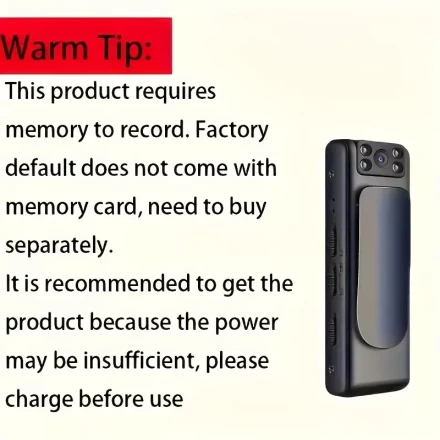 1pc Wearable Pocket Camcorder with Infrared Night Vision, 180° Lens Rotation, 1080p Video, USB Rechargeable 450mAh Lithium Battery, Clip-On Body Camera for Security, Sports, Travel - No Storage Capacity