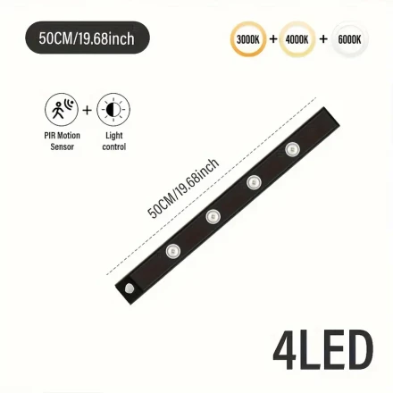 Ultra Thin LED Under Cabinet Lighting With Motion Sensor, USB Rechargeable Night Light, Slim 0.89cm Ripple Light, 3 Color Temperatures (3000K/4000K/6000K), Stepless Dimming, For Closets, Kitchens, Wall Cabinets, Entryways, Stairs