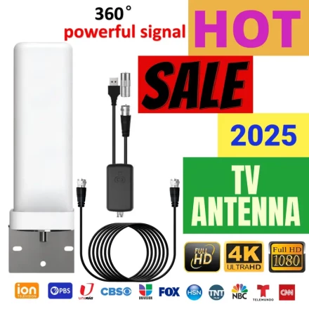 1 PES, 6800 Mile TV High-Definition Signal Receiving Antenna for Permanent Free TV Viewing, Adding Viewing Channels 2025 Latest Portable High-Definition Antenna PRO Digital Antenna Indoor/Outdoor Antenna Supports High-Definition 4K1080, Suitable for All/S