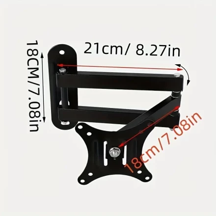 Adjustable Tilt and Swivel TV Wall Mount Bracket for 14-27 Inch LED LCD Flat Panels, Iron Material, Uncharged, Up to 9.98 KG Capacity, Max VESA 100x100mm - Pack of 1