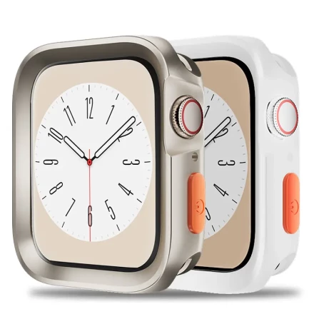 2-Pack Rugged Silicone Case for Apple Watch, Compatible with 46mm/42mm/40mm/41mm/44mm/45mm, Hard Protective Cover, Shockproof, Flexible TPU, Non-Water Resistant, Solid Pattern Design
