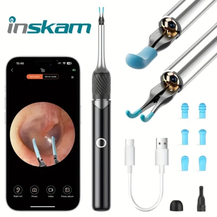 FONSI Smart Ear Wax Removal Kit with Camera, 3-in-1 Ear Cleaner with Tweezers & Ear Pick Modes, 1200W High-Definition Ear Scope, Rechargeable Lithium Battery, Wi-Fi Enabled Wireless Otoscope for Safe Earwax Cleaning