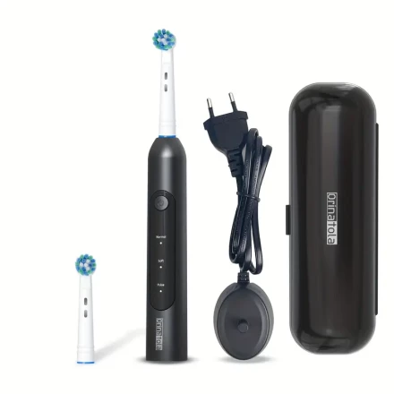 Orinatola Electric Toothbrush, Featuring 3 Rotating Cleaning Modes, 1 Travel Case, 2 Replacement Brush Heads, Induction Charging, Rating, Perfect As a Holiday Gift.