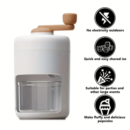 Hand-Cranked Ice Shaver & Smoothie Maker – Manual Ice Crusher for Fruit, Milkshakes, and Seafood – Easy-to-Use Kitchen Gadget with Ergonomic Handle, No Electricity Needed, Perfect for Home or Restaurant Use, Smoothie Maker Portable