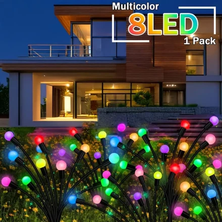 Solar Firefly Garden Lights - 8 Flashing Modes,, Wind-Swaying Warm White LED Outdoor Lights for Patios, Gardens & Holiday Decorations, Perfect for Valentine's Day, Holiday Lighting | Festive Yard Lights | Energyefficient Lighting, Solar Garden Lights