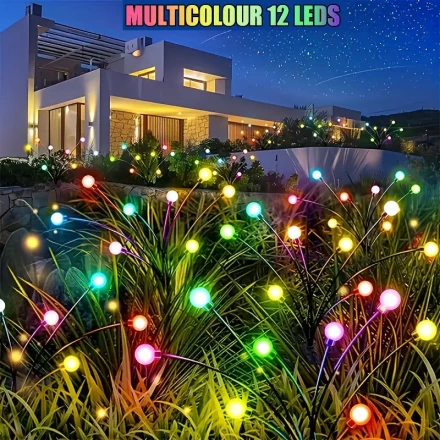 FACHOI smart Solar Garden Lights, Splash resistant 12 ledsSolar Firefly Lights, 8 leds Solar Lights Outdoor Splash resistant Decorative, Sway by Wind, Yard Patio Pathway Lawn 1pc (MULTICOLOUR WARM)