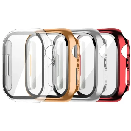 4pcs Case for Apple Watch Screen Protector Case Series 10 9 8 7 6 5 4 se, iWatch 46mm 45mm 44mm 42mm 41mm 40mm Protective Face Cover with Tempered Glass Film Durable Hard PC Bumper Shiny men and women Tempered glass film and fashionable protective shell i