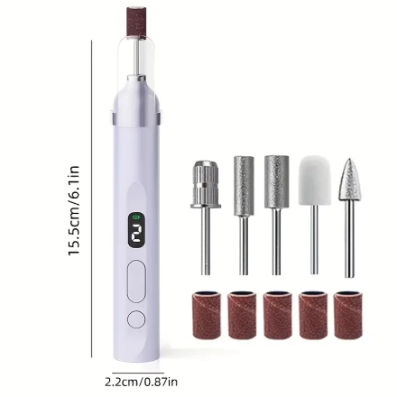 2-in-1 Dual-Purpose Electric Nail Polish Remover with USB Charging, 36V & 180mAh Battery, Transparent Casing for Easy Head Sleeve Replacement, Multifunctional Nail Lamp for Nail Removal & Art