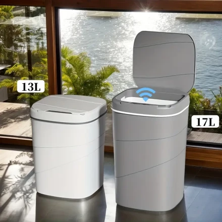 Intelligent Waste Bin Designed for Both Kitchen And Bathroom Use, Ideal for Holding Food Scraps in The Kitchen. It Features a Sensor That Opens The Lid with a Wave, And Is Also Perfect for Collecting Bathroom Waste Like Used Paper Towels, Hair, And Cosmet