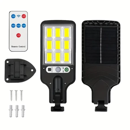 1 SMART solar street light, outdoor solar light, 3-light mode, motion sensor, automatic switch, safety lighting, garden and courtyard path, intelligent with remote control