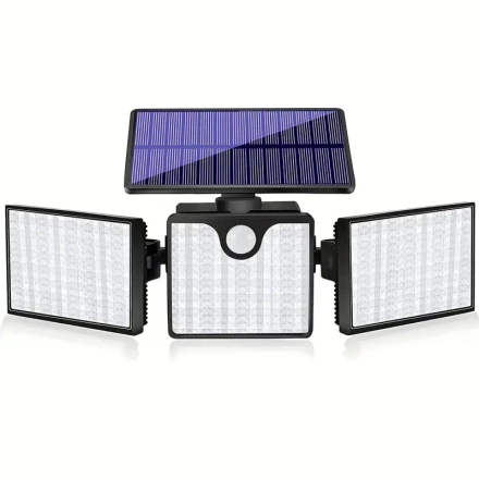 1/2pcs Solar Outdoor Lights with Motion Sensor, 265LED Ultra Bright Outdoor Wall Lights, Solar Lights 3 Adjustable Heads Solar Wall Lamp, Security Flood Lights for Outdoor Garage Yard Porch