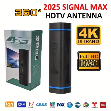 2025 Signal Max High-Performance 360 Hdtv Antenna Kit - Indoor/Outdoor, 600Miles Range, HDTV, DVB-T2, DTMB, ATC, DVB-T, DMB-T, ISDB-T, HDTV 4K Indoor Outdoor Antenn