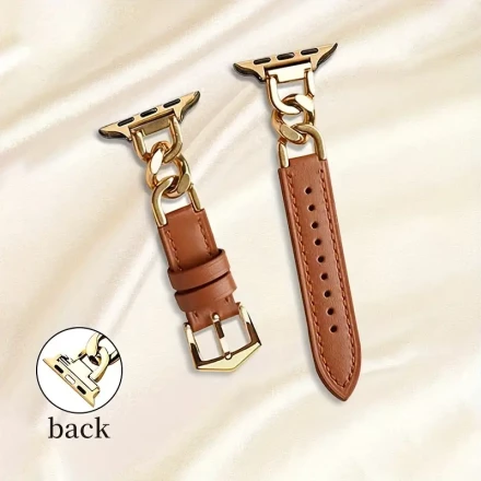 1pc 2024 Summer New Denim Chain Style Synthetic Leather Watch Band for Apple Watch Ultra/SE/9/8/7/6/5/4/3/2/1 Series, Fashionable Unisex Accessory for Men and Women, Creative Gift for Date and Party, Smartwatch Strap Without Battery
