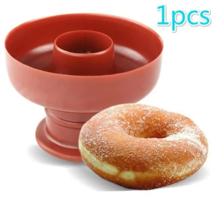 1pc Easy DIY Donut Maker - Red Plastic Doughnut Mold for Baking & Decorating - Perfect for Homemade Bread, Desserts & More - Durable, Versatile Kitchen Tool, Donut Baking Pan