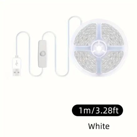 15.24meter/9.75meter/4.88meter/99.97cm USB LED Strip Lights, 5V 2835 White/warm White LED Lights, Bring Switch Button, Flexible USB Light, Can Be Pasted, cuttable, TV Background Lighting Tape Home Decor Lamp, For TV Backlight, Bedroom, Cabinet, Kitchen, D