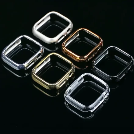 6pcs Electroplated Hollow PC Hard Protective Case for Apple Watch 40mm 44mm 41mm 45mm 42mm 46mm Fashion Simple Men's and Women's Sports Casual Anti-fall Anti-scratch No Glass No Screen Protector Case for Apple Watch Series 10/9/8/7/6/5/SE/4
