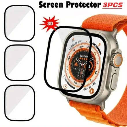Full Curved TPU Screen Protector for Apple Watch Series 1-10, SE, Ultra - Fits 38mm to 49mm Models - Scratch Resistant, Non-Glass Protection, Screen Protector for Smart Watch