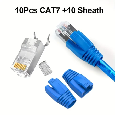 Value Pack 10pcs/30pcs RJ45 Connectors UTP CAT6 CAT5E CAT7 Connector Network Unshielded, Rj45 Crystal Head Connector Protective Sleeves, 8P8C Pass Through Modular Plug, Crimp Lan Connectors Plug
