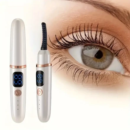 USB Rechargeable Electric Eyelash Curler, 3-Speed Adjustable Temperature Heating Tool, Long-Lasting Battery, 10 Second Fast Heating, Low Allergenic Charge Indicator Light, 36V or Below Voltage, 300mAh Capacity