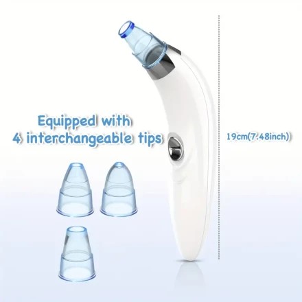 GENAI Portable Facial Pore Cleaner, Battery Powered Blackhead Remover with 4 Probes, Gentle & Safe Cleansing for Women and Men, Operating Voltage ≤36V - No Battery Included