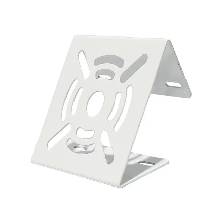 Sleek White Iron Wall-Mounted Bracket for Ultra Thin Flat Panel Monitors & Surveillance Cameras - Sturdy, Easy Installation with Circular Cutouts