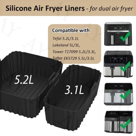 Air Fryer Silicone Liner for Tefal Ey901840, Tower T17099, Salter EK5729 Lakeland Air Fryer Basket Reusable Oven Baking Tray Non-Stick Silicone Grill Pan
